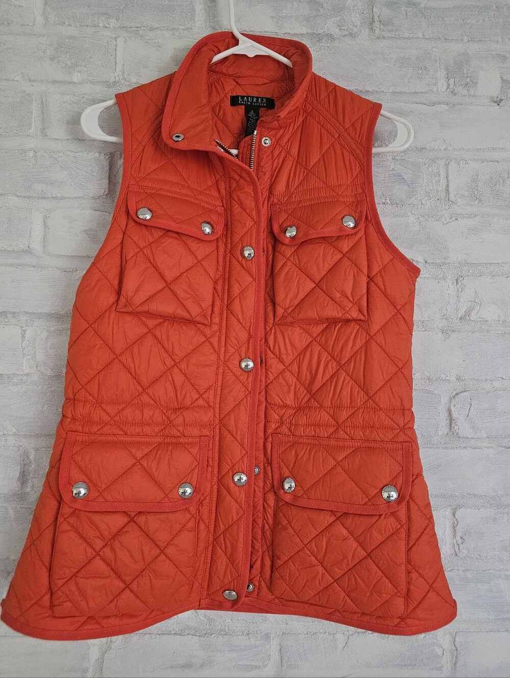 Womens Orange Ralph Lauren Quilted, Light Weight